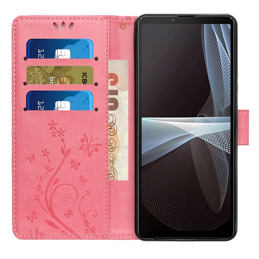 Funda de Cuero con Mariposas Sony Xperia 10 VI, Rosa