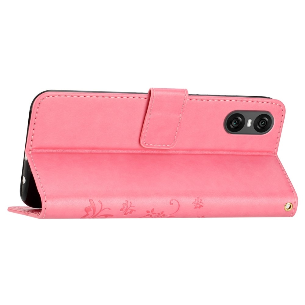 Funda de Cuero con Mariposas Sony Xperia 10 VI, Rosa