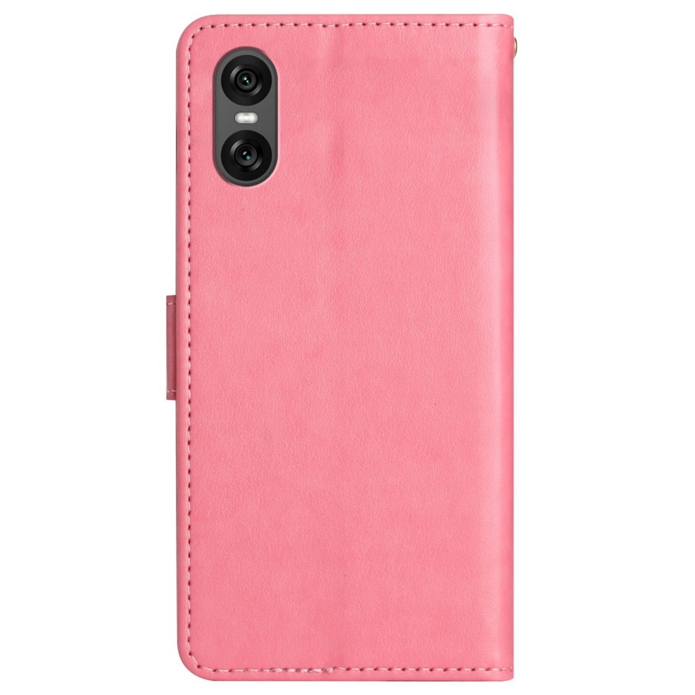 Funda de Cuero con Mariposas Sony Xperia 10 VI, Rosa