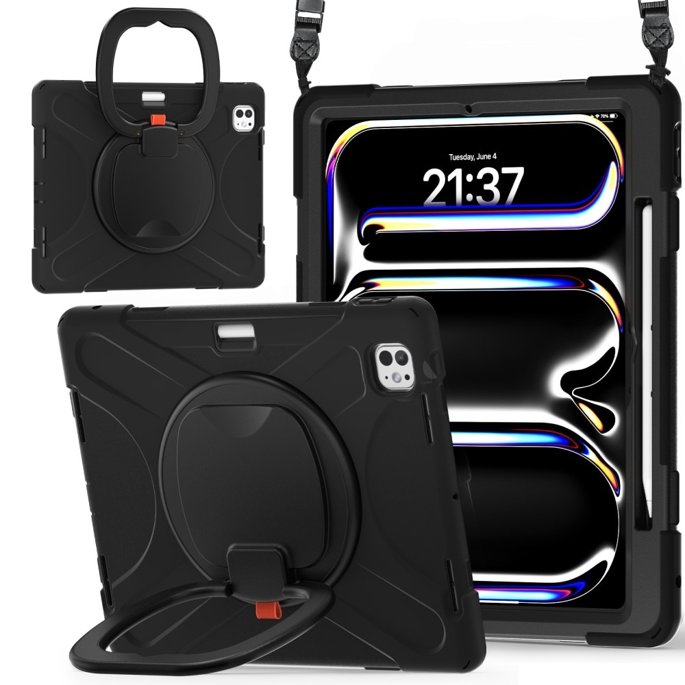 Funda híbrida con soporte y correa para el hombro iPad Pro 13 7th Gen (2024) negro