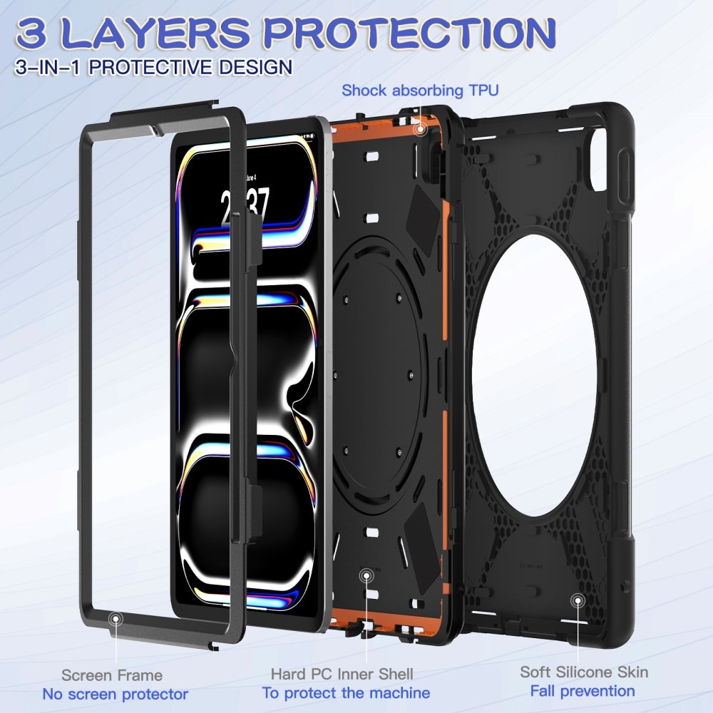 Funda híbrida con soporte y correa para el hombro iPad Pro 13 7th Gen (2024) negro