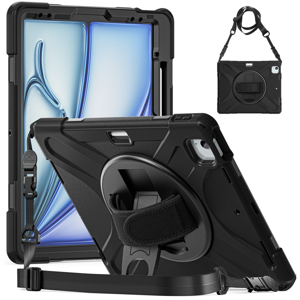 Funda híbrida a prueba de golpes Correa el hombro Apple iPad Air 11 7th Gen (2025) negro