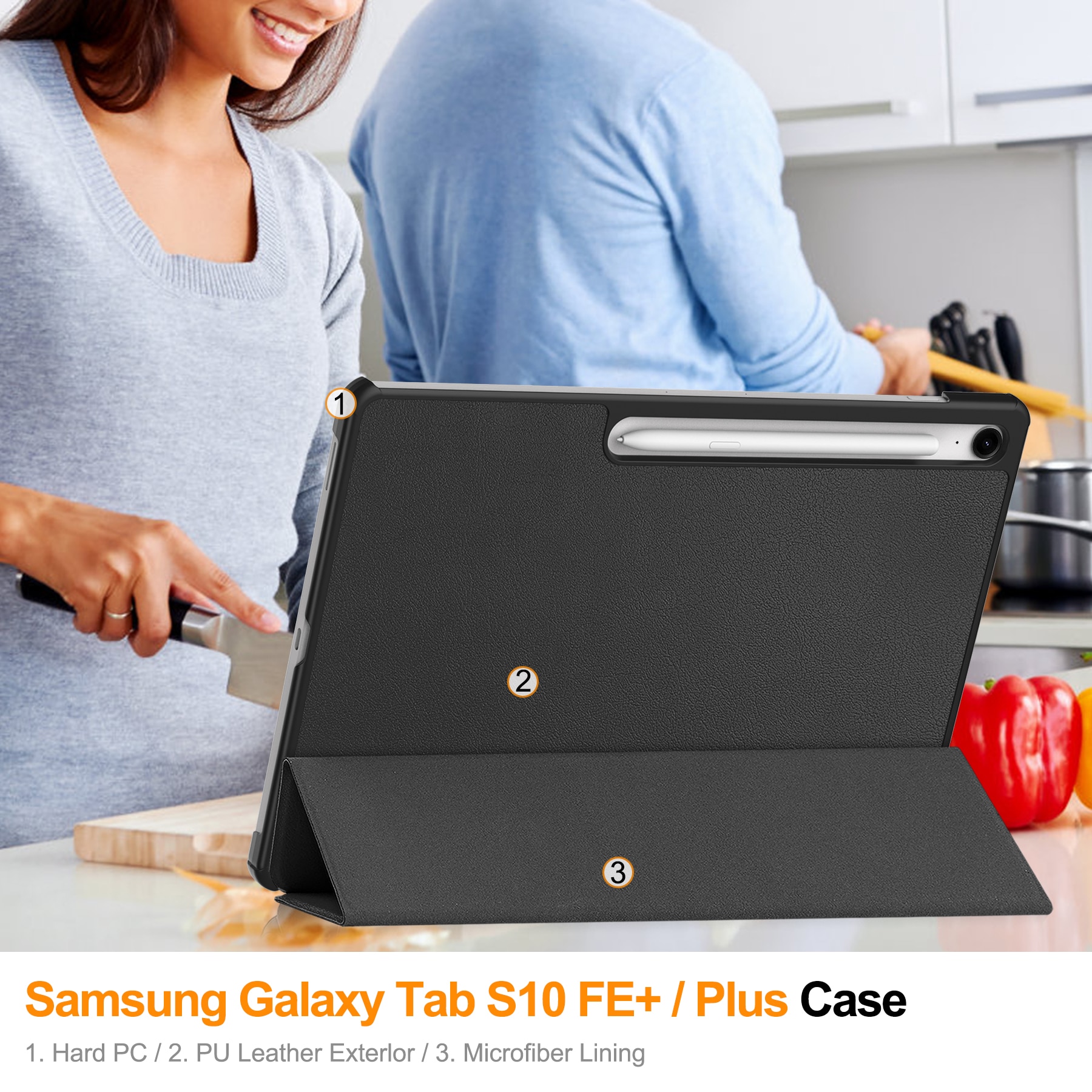 Funda Tri-Fold Samsung Galaxy Tab S10 FE Plus Negro