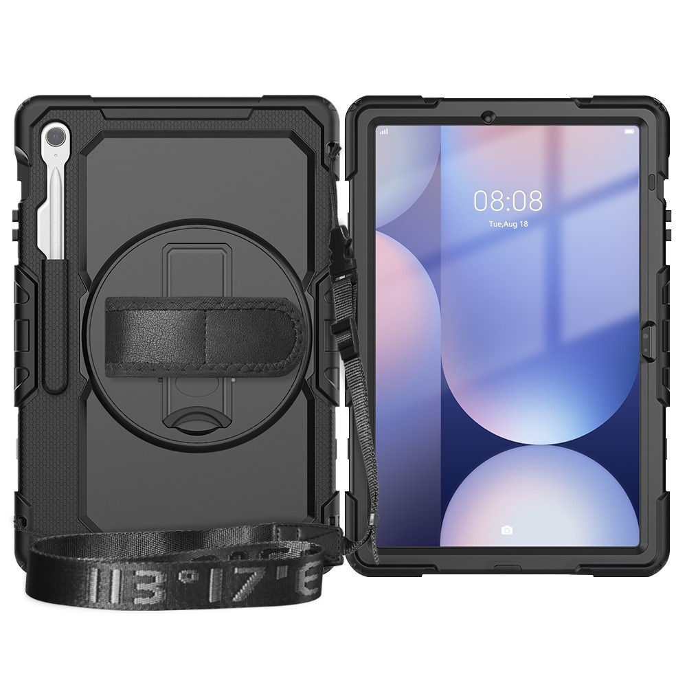 Full Protection Funda híbrida a prueba de golpes Correa el hombro Samsung Galaxy Tab S10 FE Plus negro
