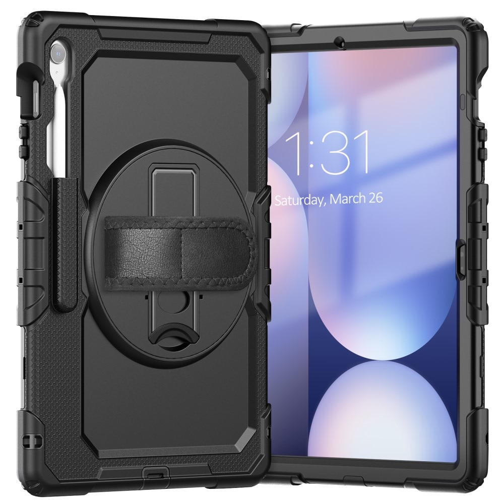 Full Protection Funda híbrida a prueba de golpes Correa el hombro Samsung Galaxy Tab S10 FE Plus negro