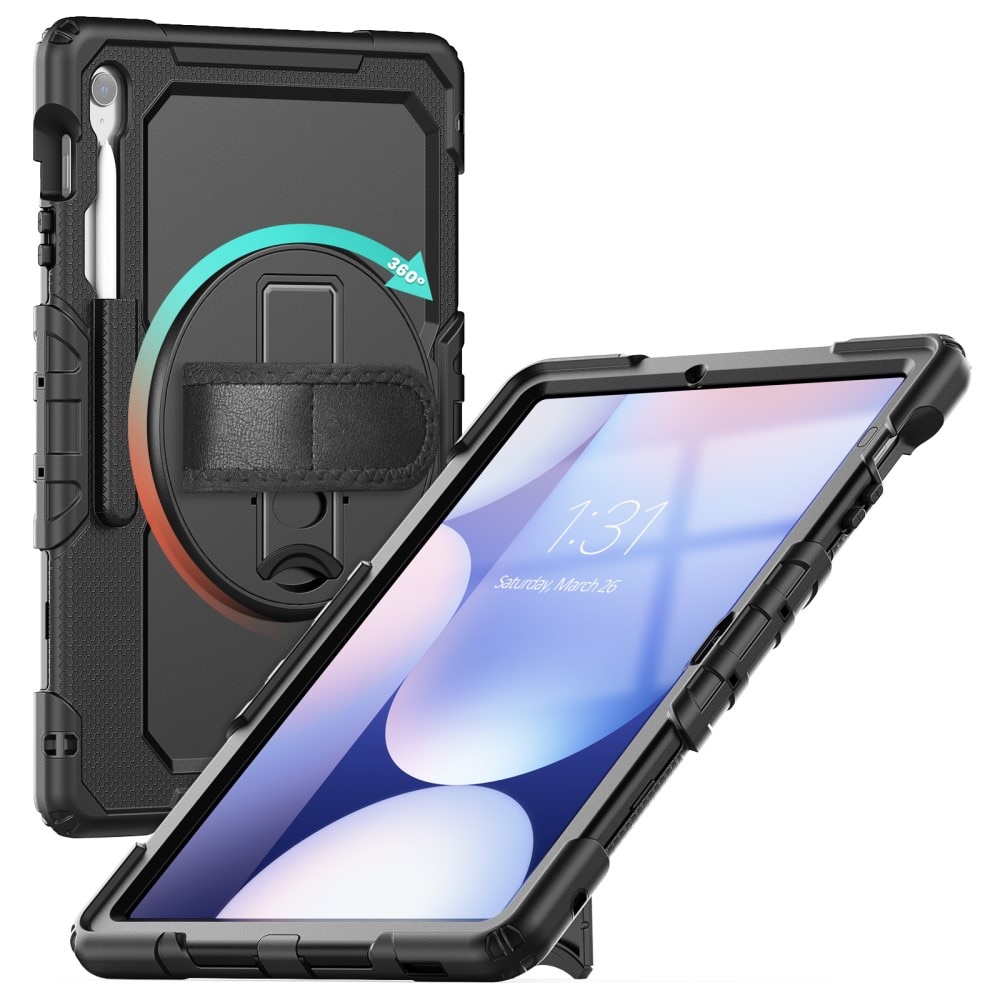 Full Protection Funda híbrida a prueba de golpes Correa el hombro Samsung Galaxy Tab S10 FE Plus negro