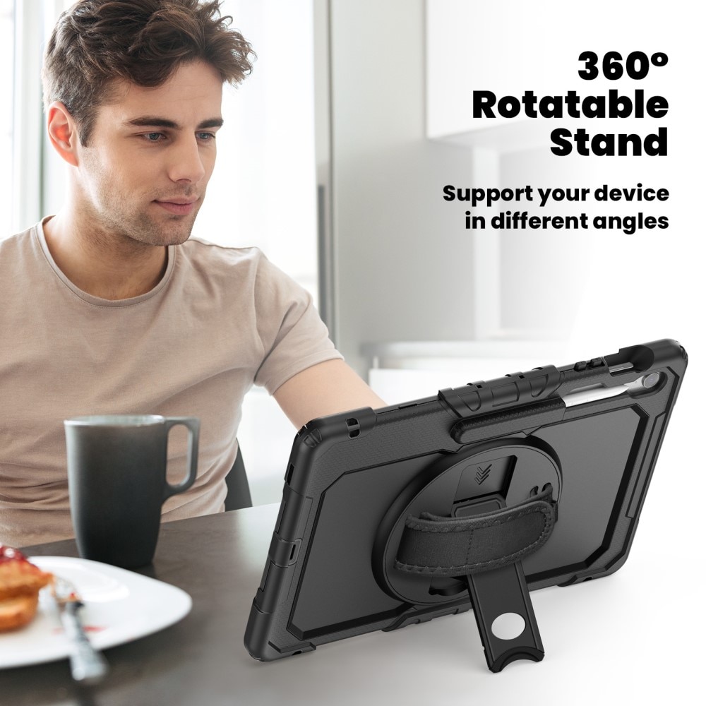 Full Protection Funda híbrida a prueba de golpes Correa el hombro Samsung Galaxy Tab S10 FE Plus negro