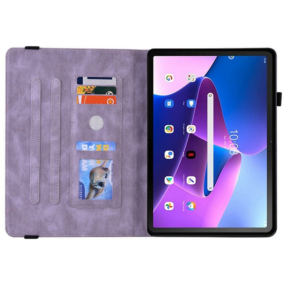 Funda de cuero con mariposas  Lenovo Tab Púrpura