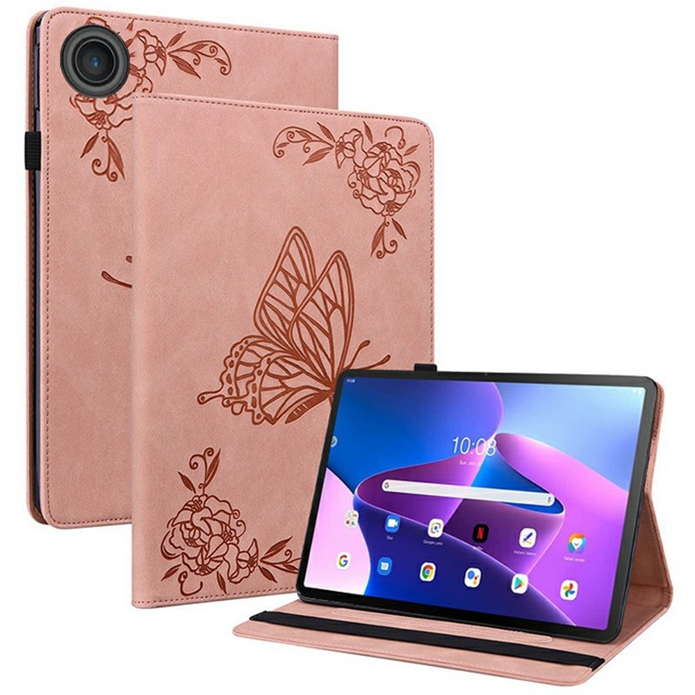 Funda de cuero con mariposas  Lenovo Tab Rosa