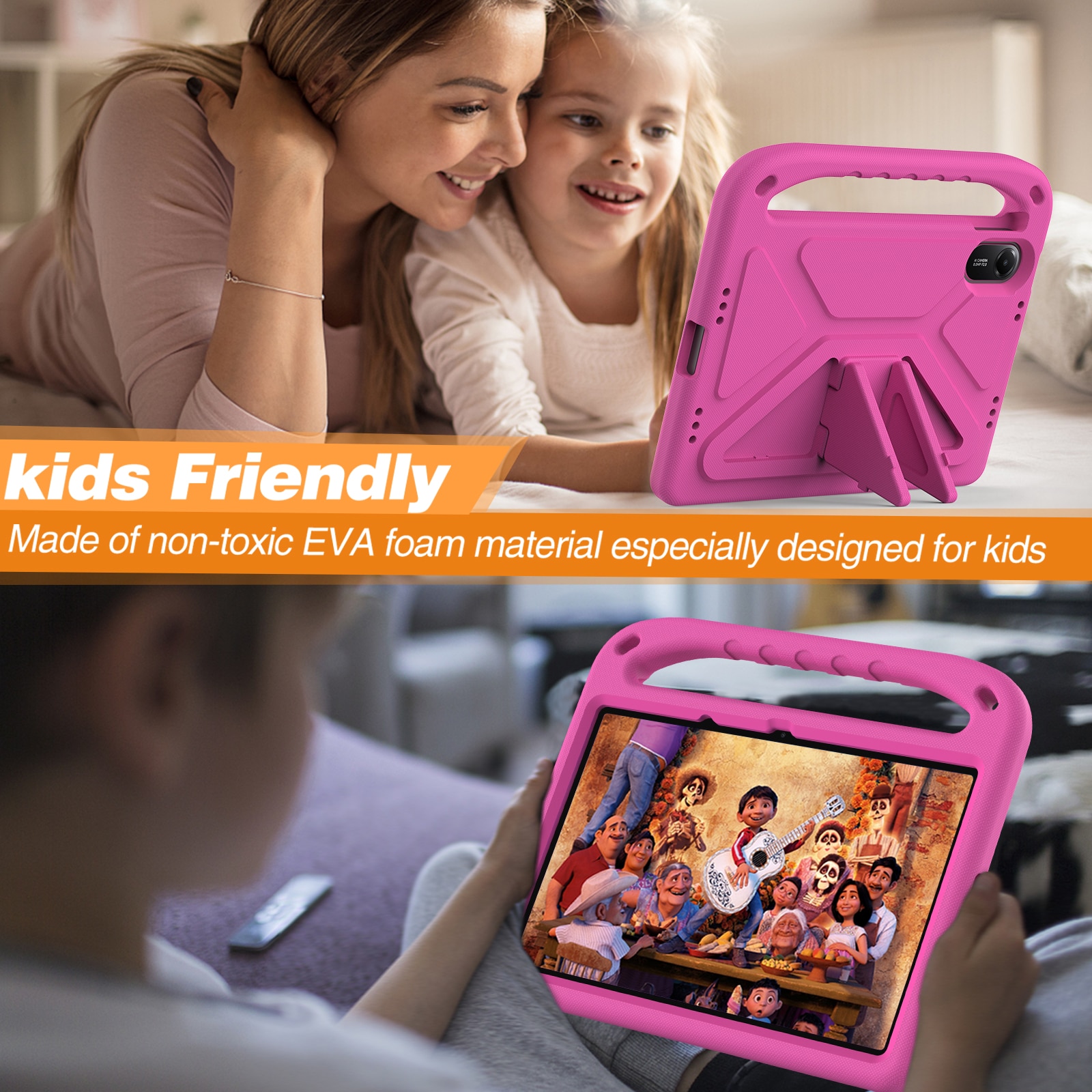 Funda EVA con asa para niños para Xiaomi Redmi Pad 2 Rosa