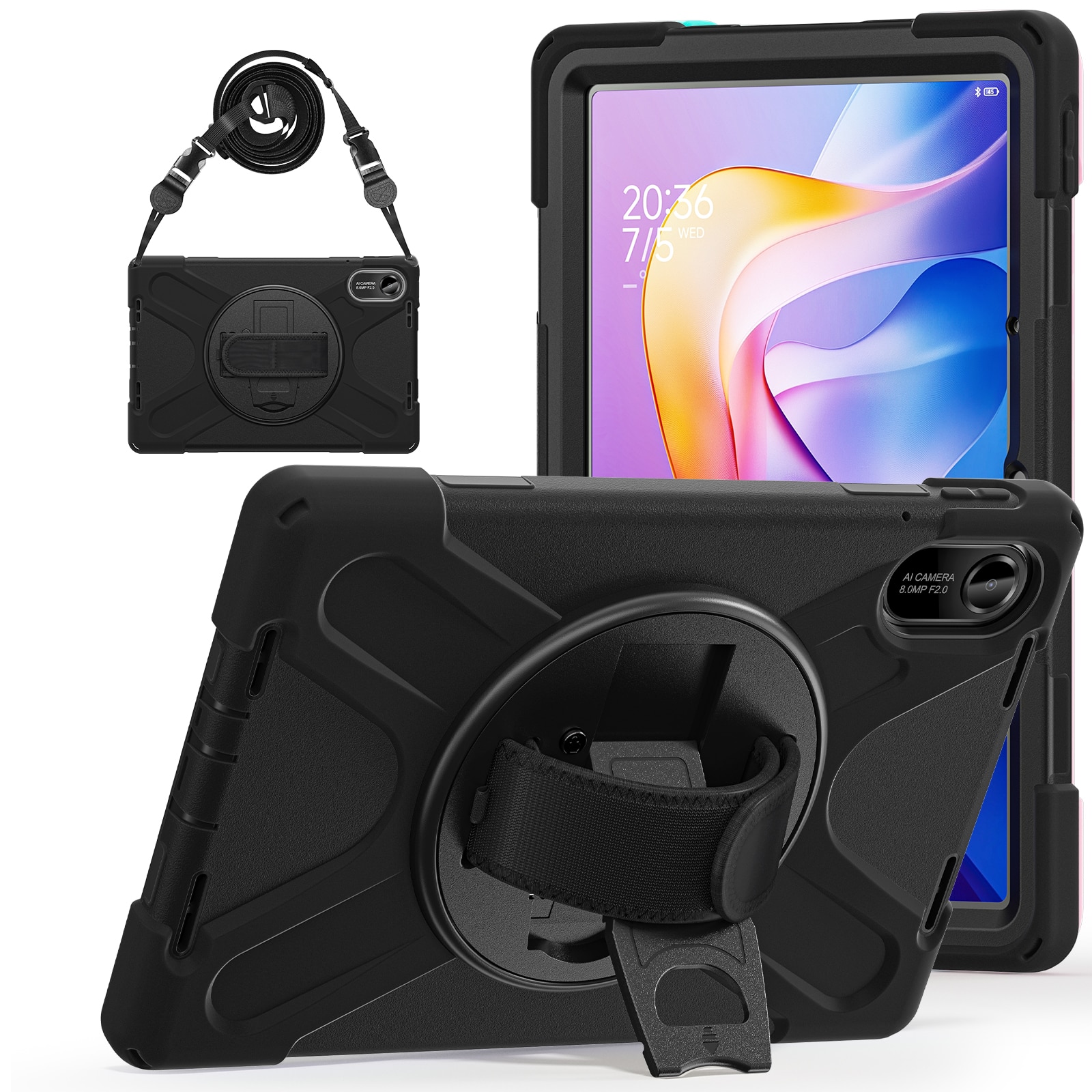 Funda híbrida a prueba de golpes Correa el hombro Xiaomi Redmi Pad 2 negro