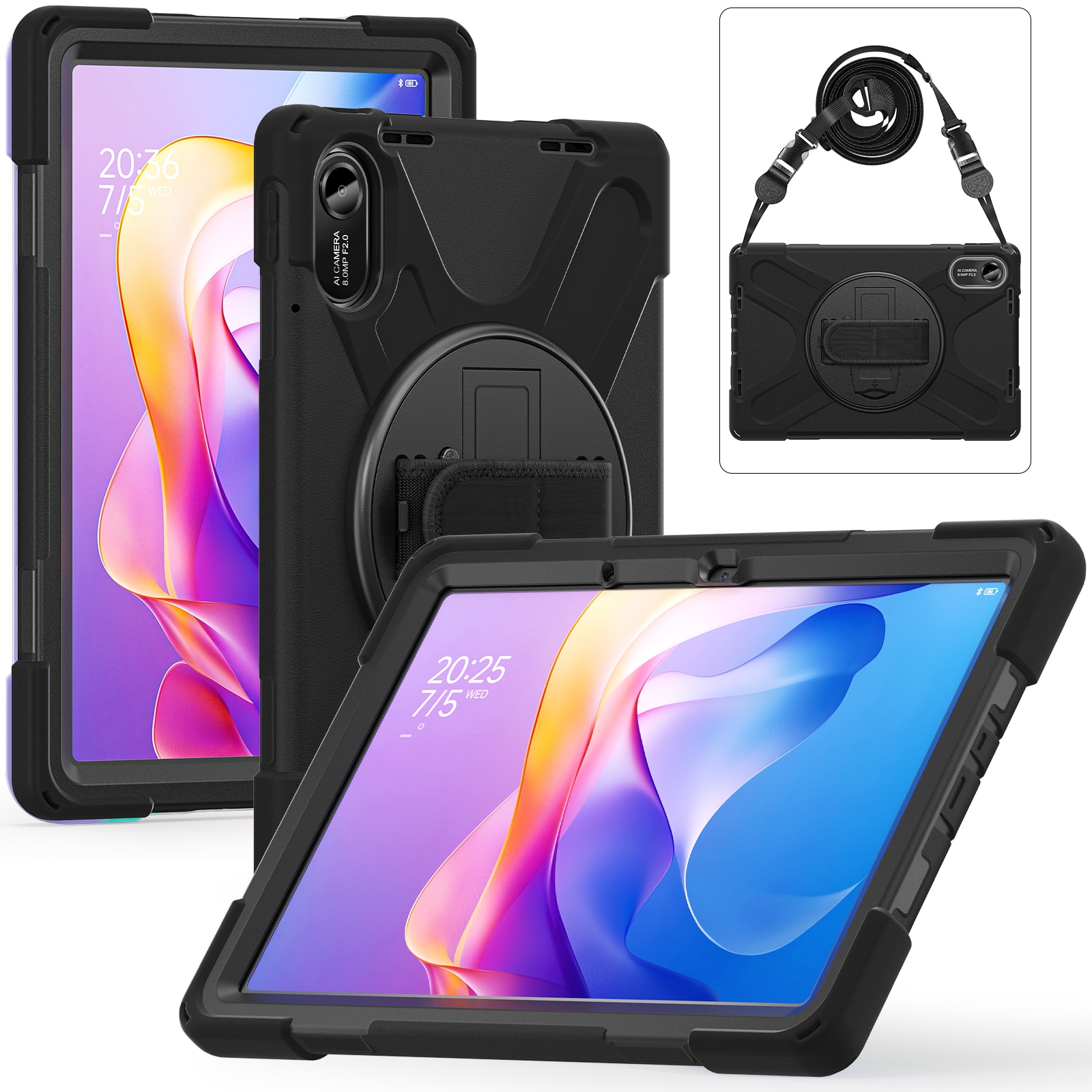 Funda híbrida a prueba de golpes Correa el hombro Xiaomi Redmi Pad 2 negro