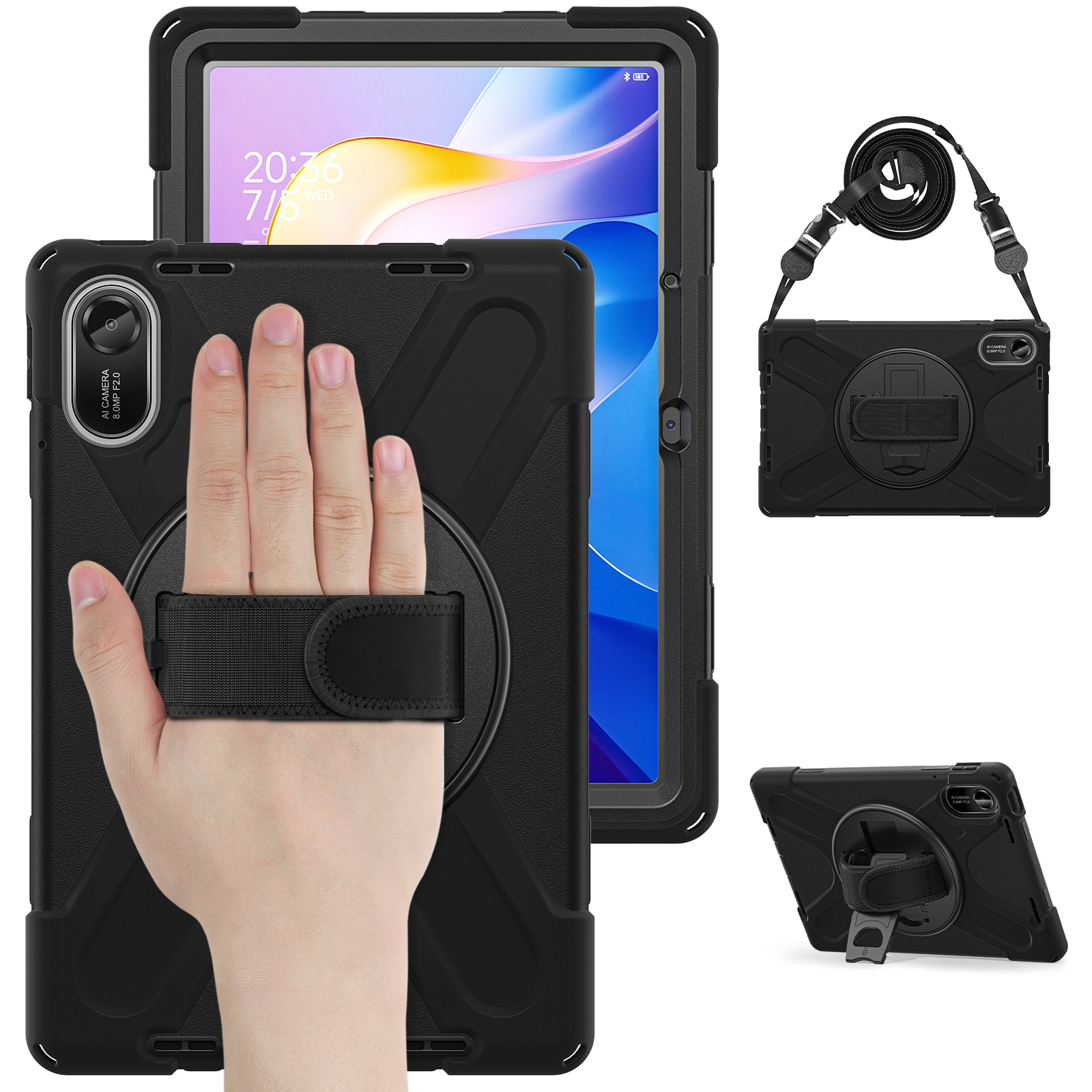 Funda híbrida a prueba de golpes Correa el hombro Xiaomi Redmi Pad 2 negro