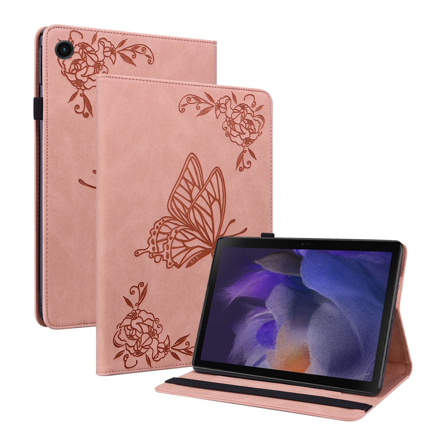 Funda de cuero con mariposas Samsung Galaxy Tab A11 Rosa