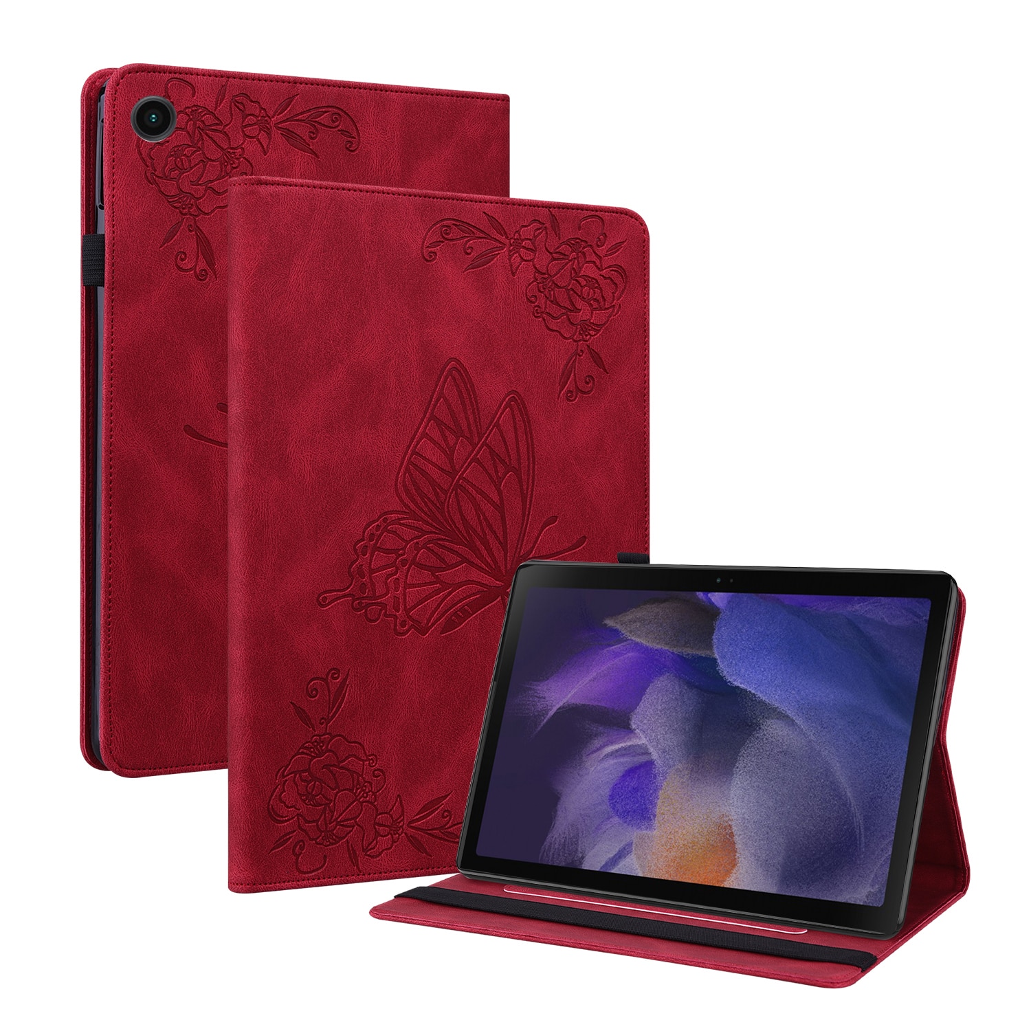 Funda de cuero con mariposas Samsung Galaxy Tab A11 Plus Rojo