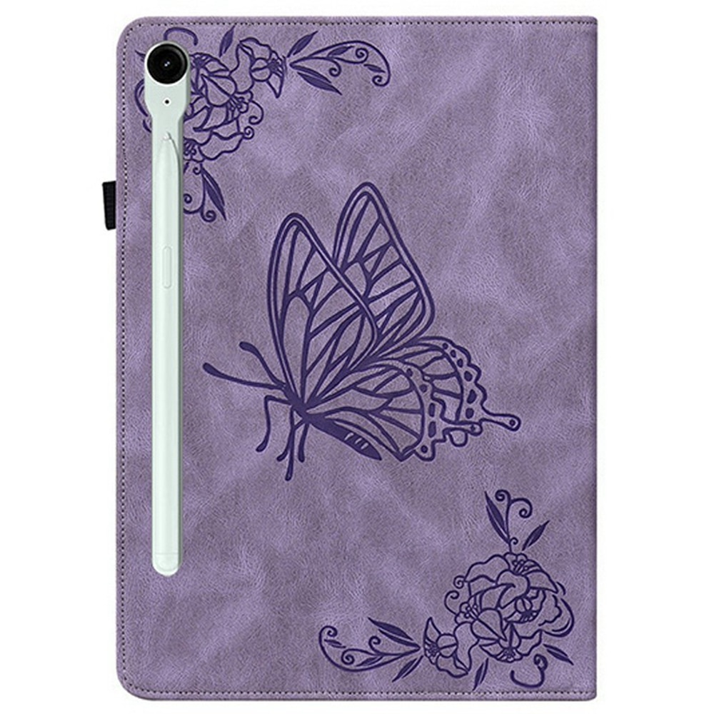 Funda de cuero con mariposas Samsung Galaxy Tab S11 Púrpura