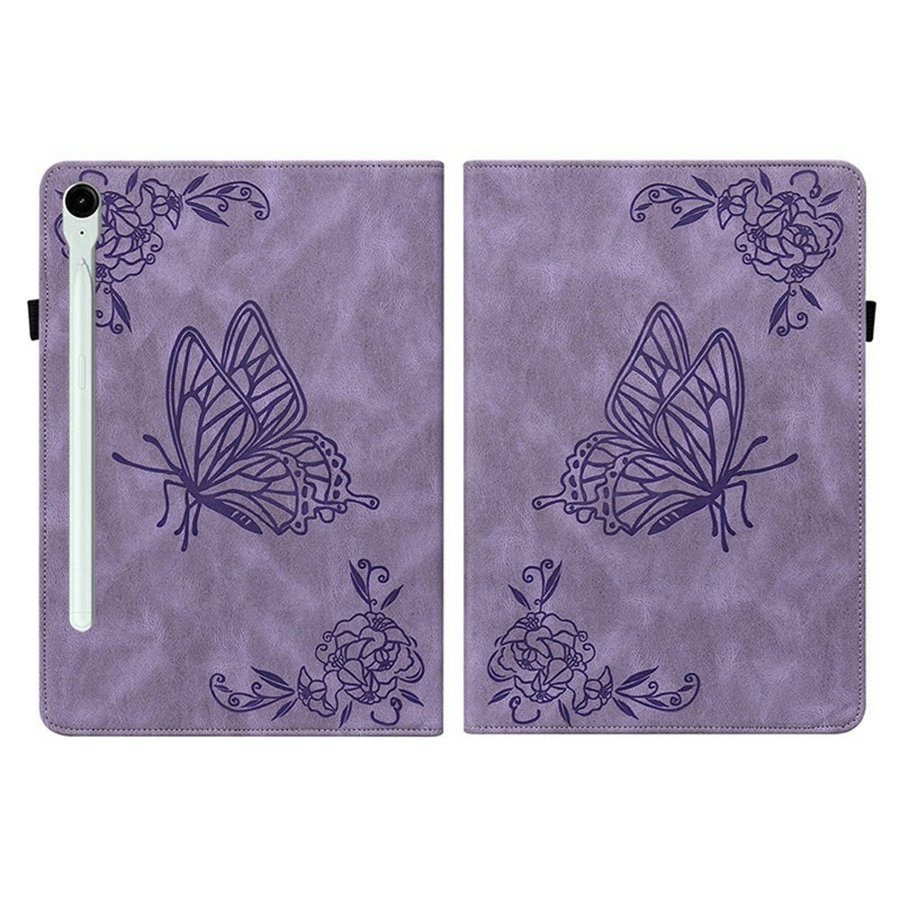 Funda de cuero con mariposas Samsung Galaxy Tab S11 Púrpura