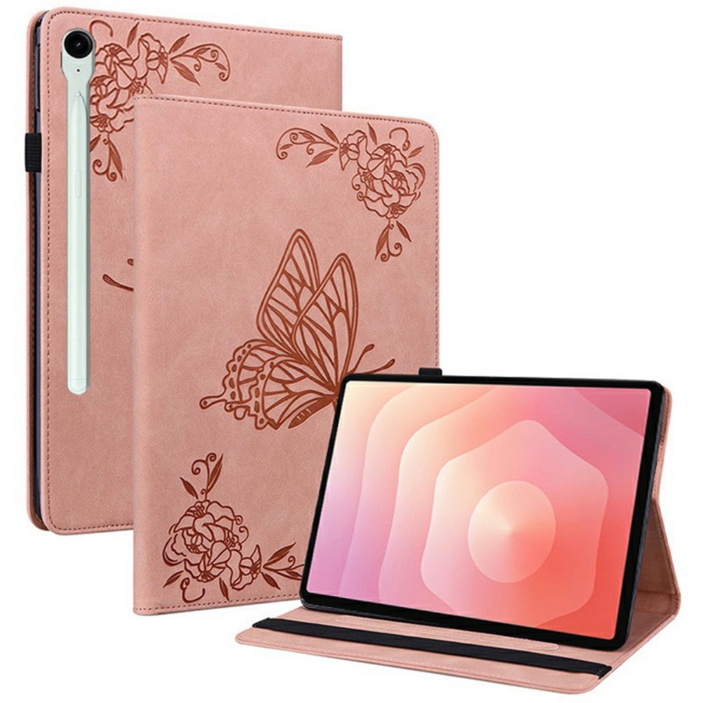 Funda de cuero con mariposas Samsung Galaxy Tab S11 Rosa