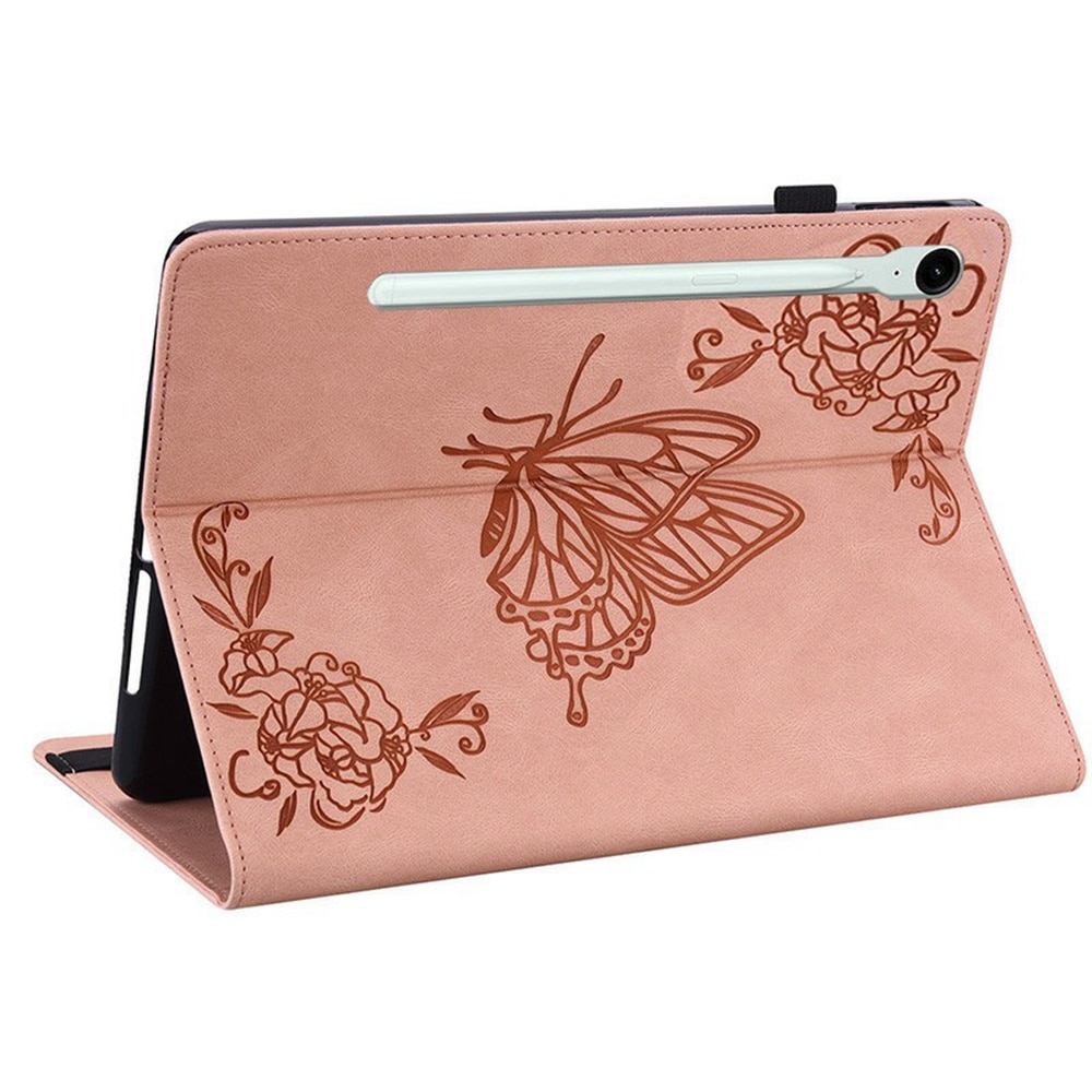 Funda de cuero con mariposas Samsung Galaxy Tab S11 Rosa