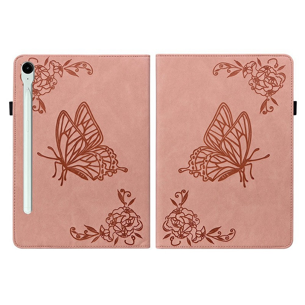 Funda de cuero con mariposas Samsung Galaxy Tab S11 Rosa