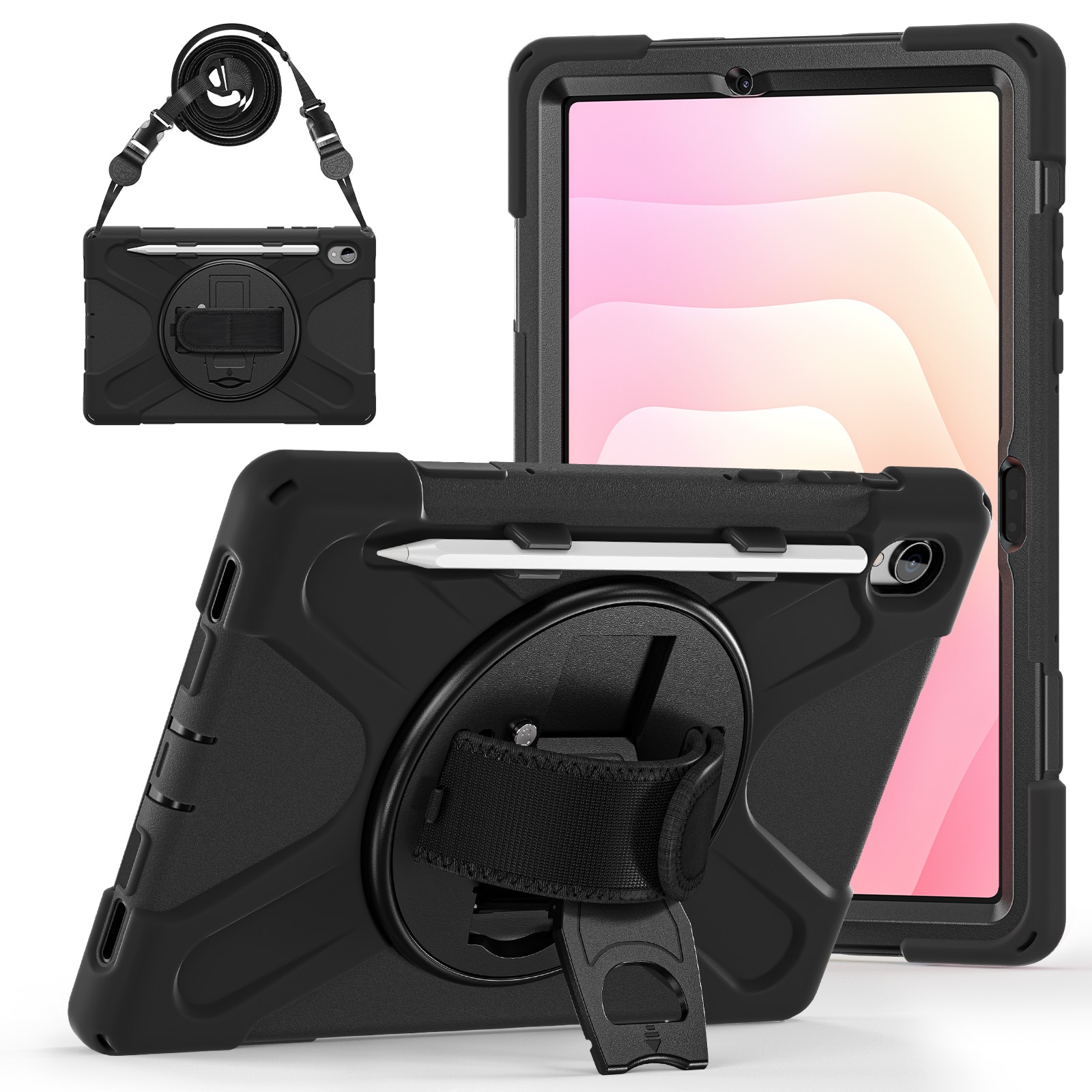 Funda híbrida a prueba de golpes Correa el hombro Samsung Galaxy Tab S11 negro