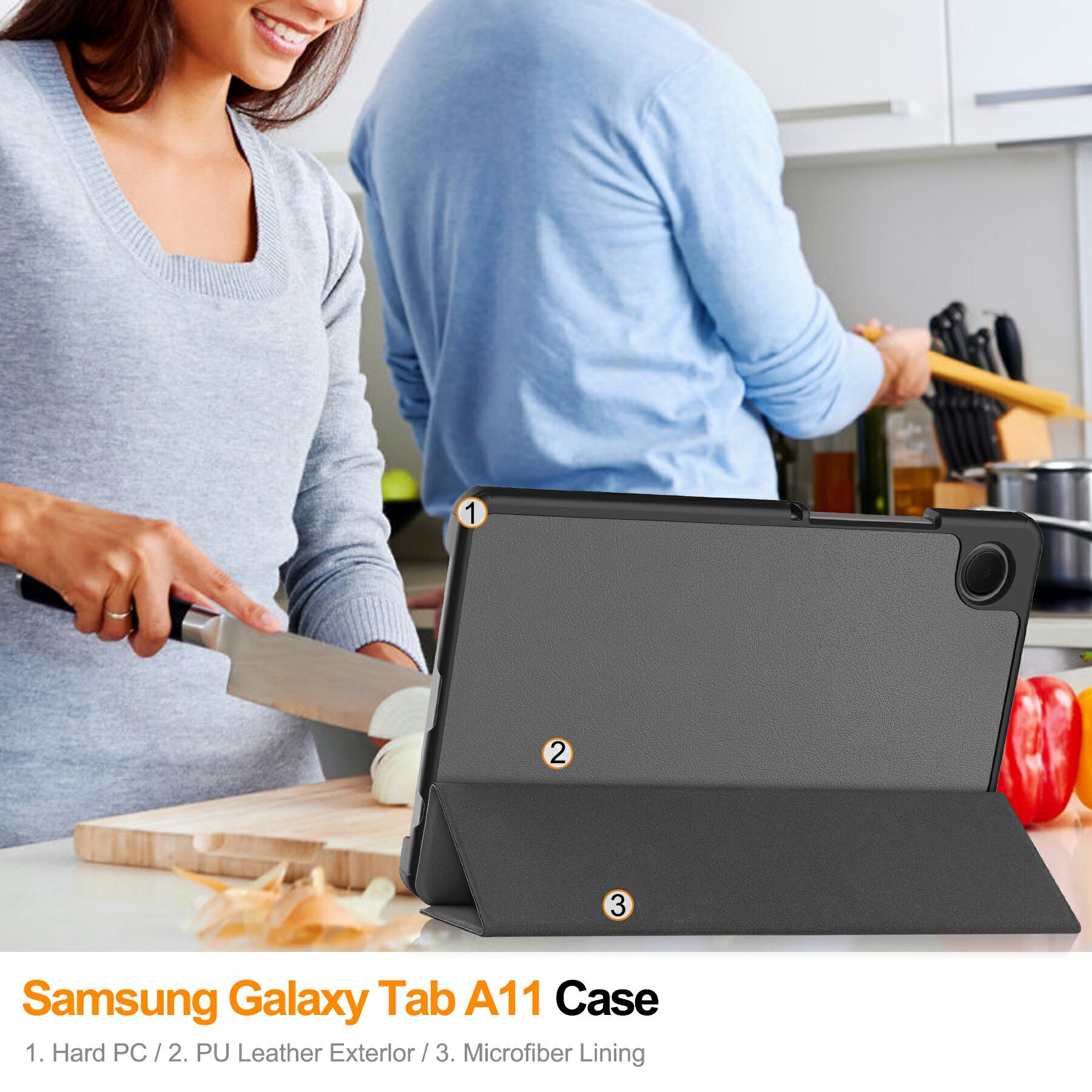 Funda Tri-Fold Samsung Galaxy Tab A11 Gris