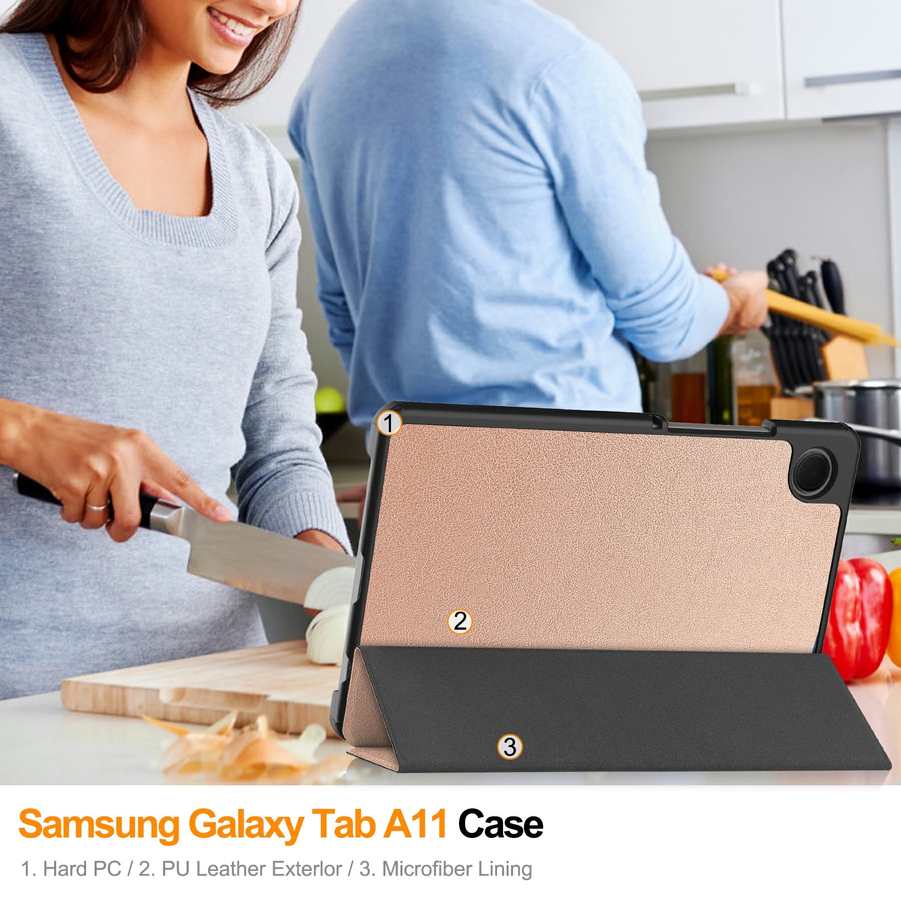 Funda Tri-Fold Samsung Galaxy Tab A11 Oro rosa