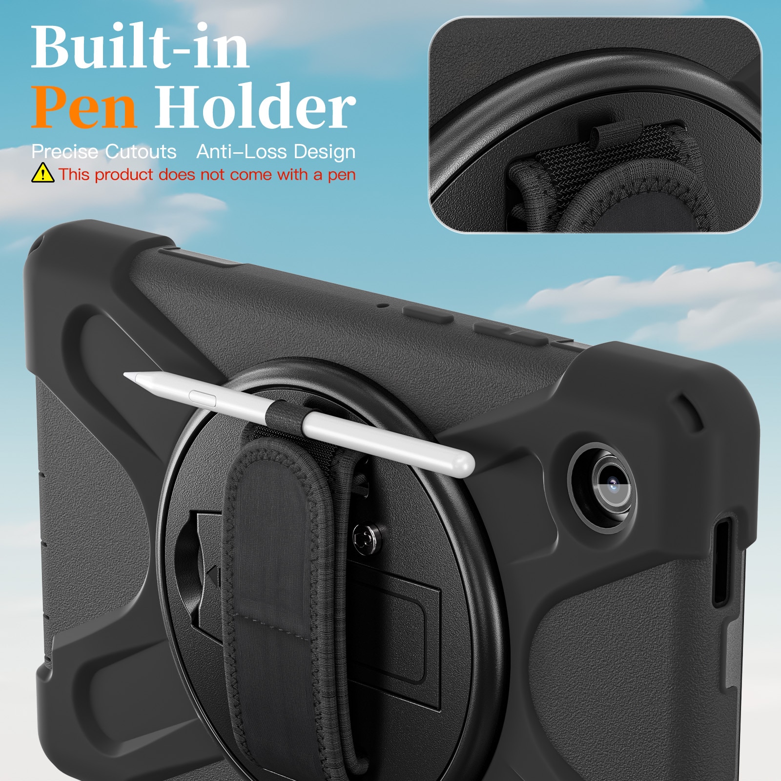 Funda híbrida a prueba de golpes Correa el hombro Samsung Galaxy Tab A11 Plus negro