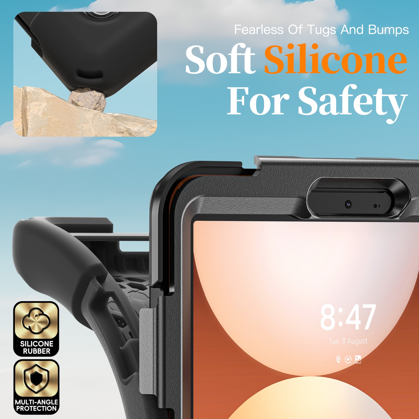 Funda híbrida a prueba de golpes Correa el hombro Samsung Galaxy Tab A11 Plus negro