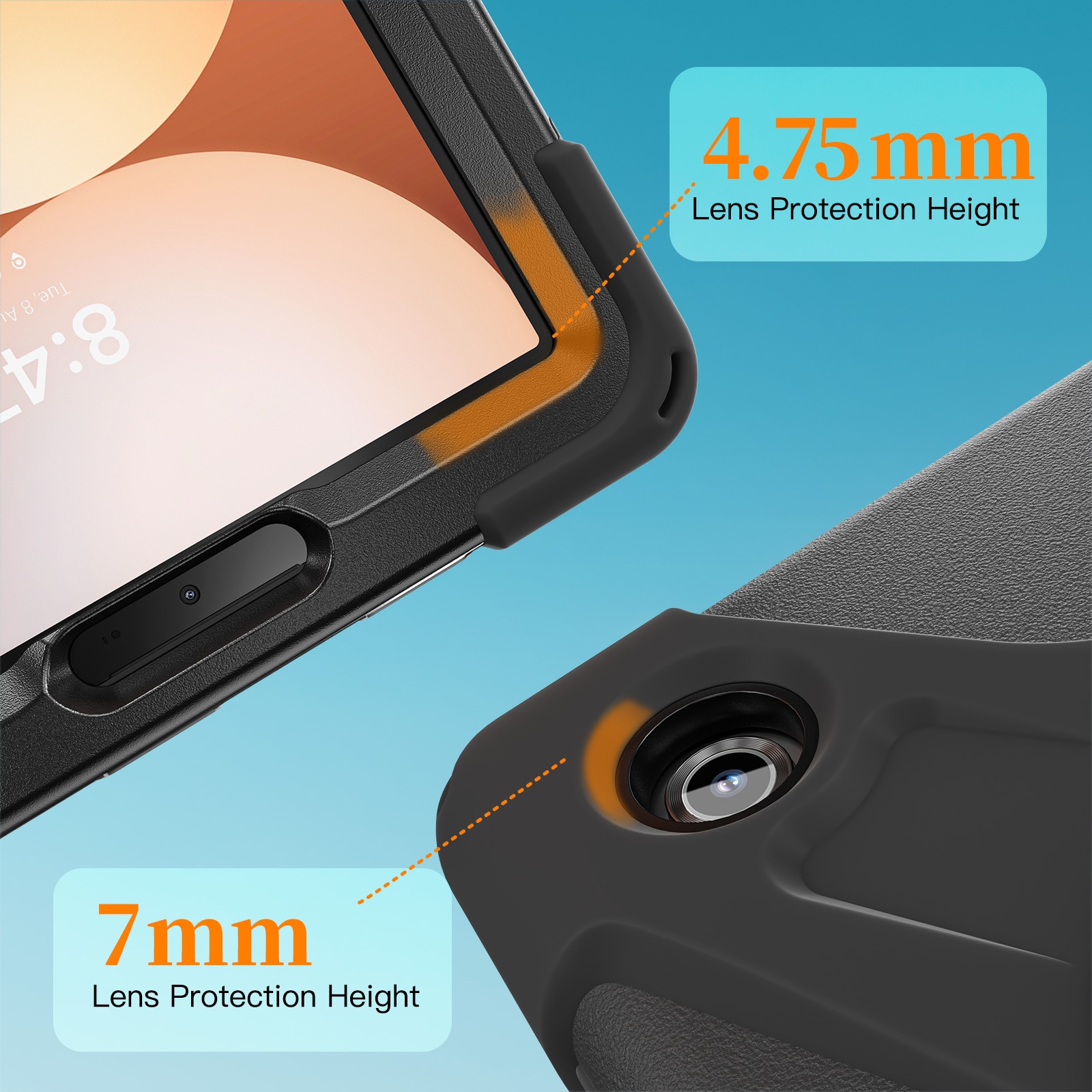 Funda híbrida a prueba de golpes Correa el hombro Samsung Galaxy Tab A11 Plus negro