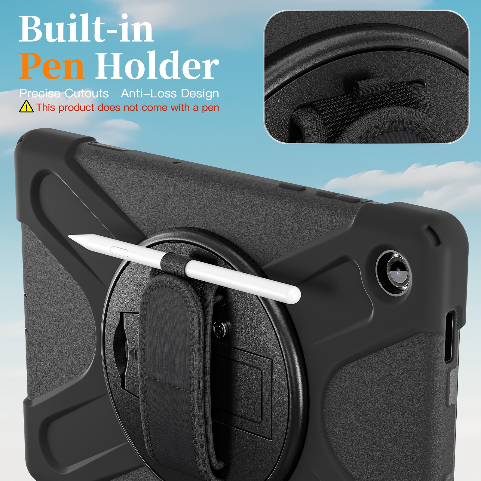 Funda híbrida a prueba de golpes Correa el hombro Samsung Galaxy Tab A11 Plus negro