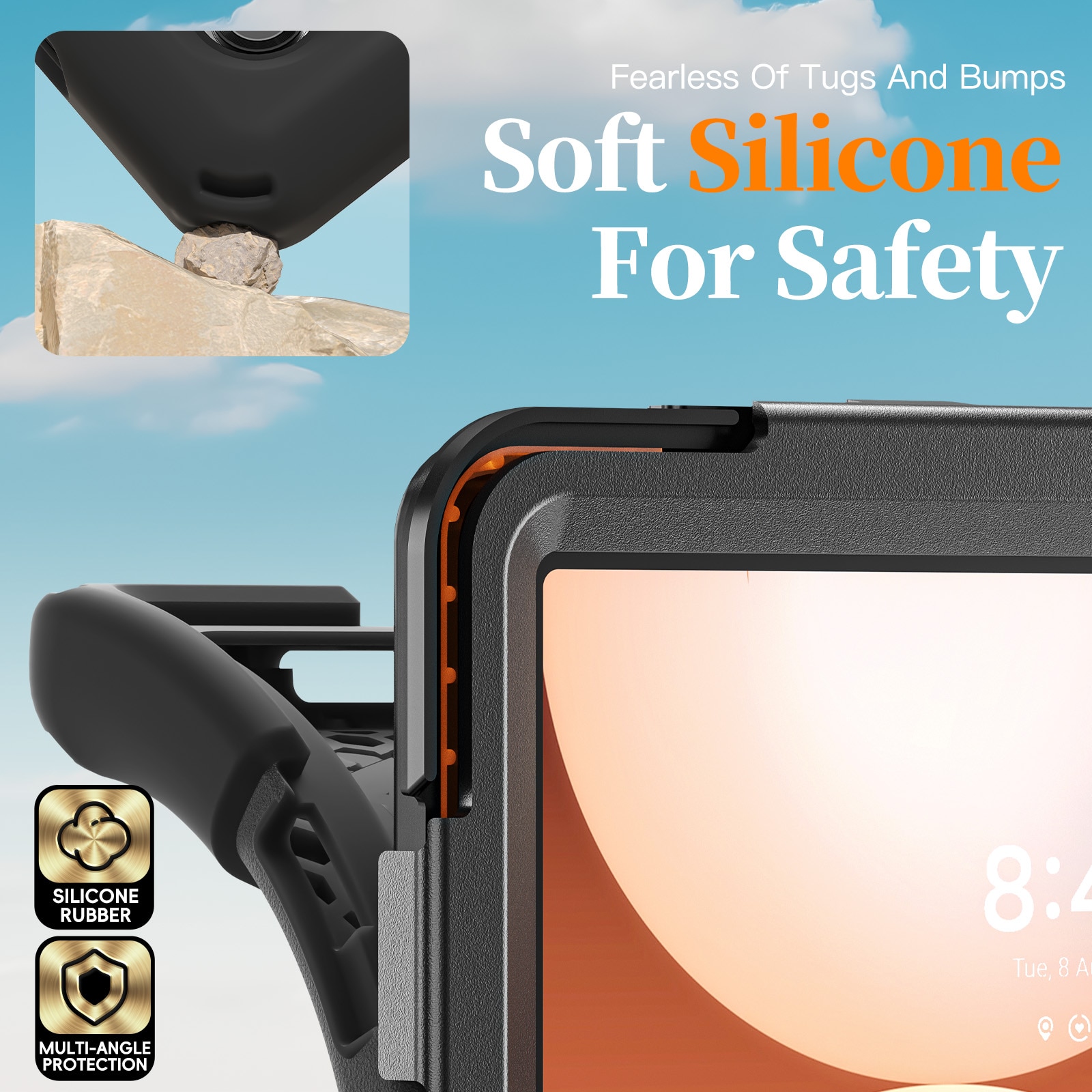 Funda híbrida a prueba de golpes Correa el hombro Samsung Galaxy Tab A11 Plus negro