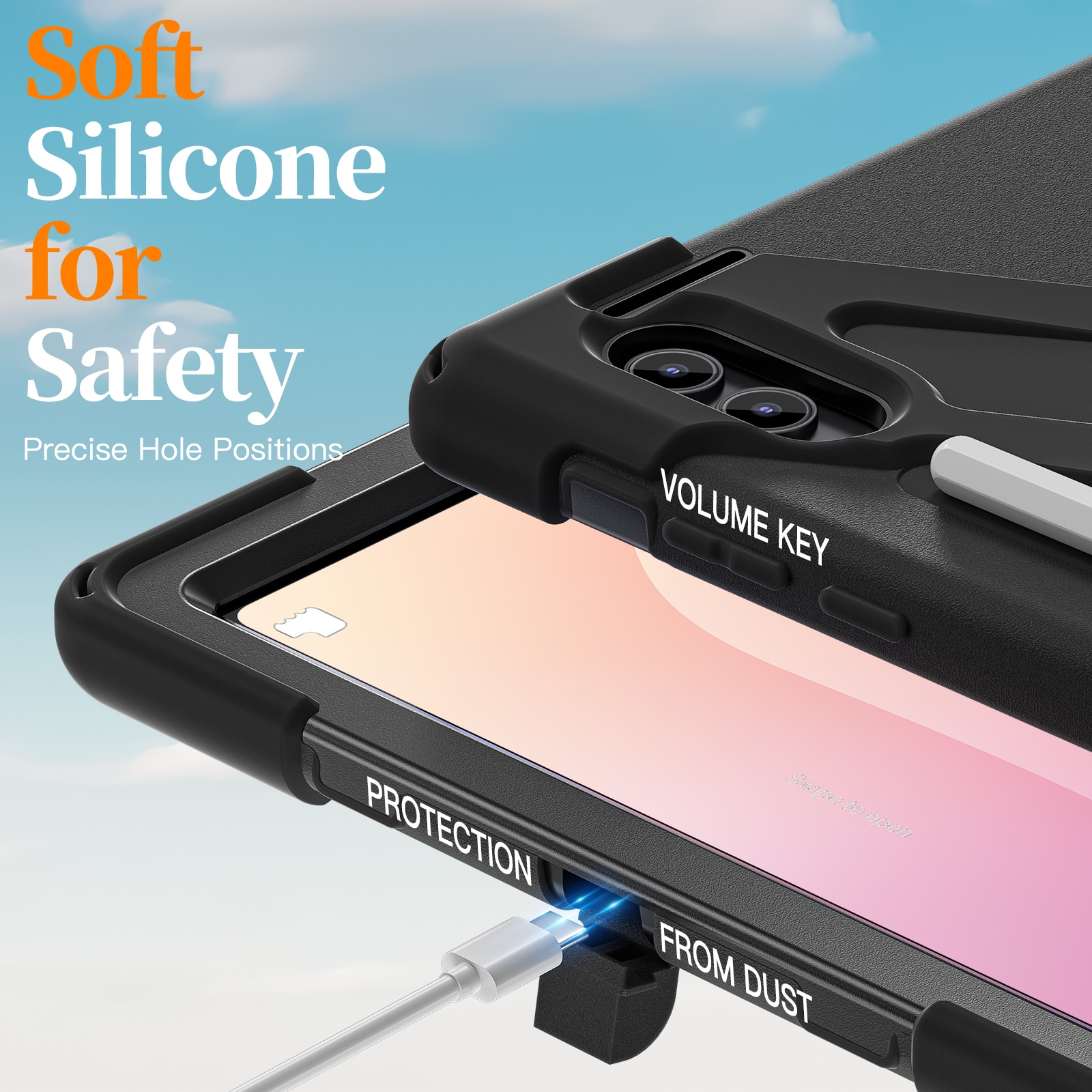 Funda híbrida a prueba de golpes Correa el hombro Samsung Galaxy Tab S11 Ultra negro