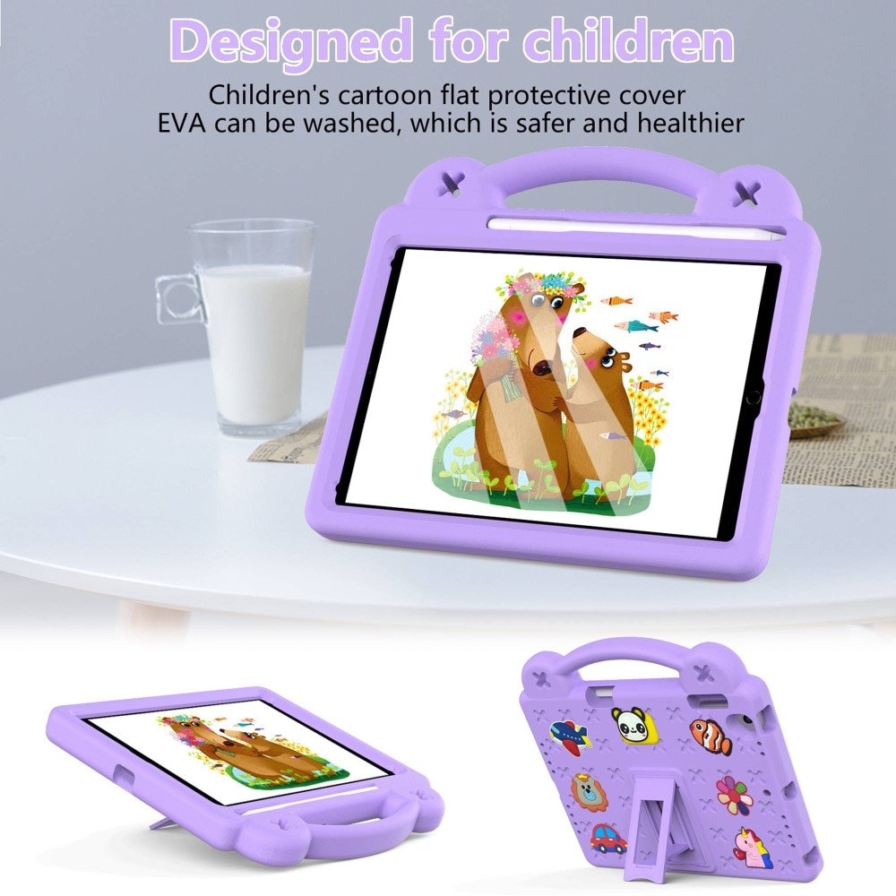 Kickstand Funda a prueba de golpes para niños iPad 9.7 6th Gen (2018), violeta