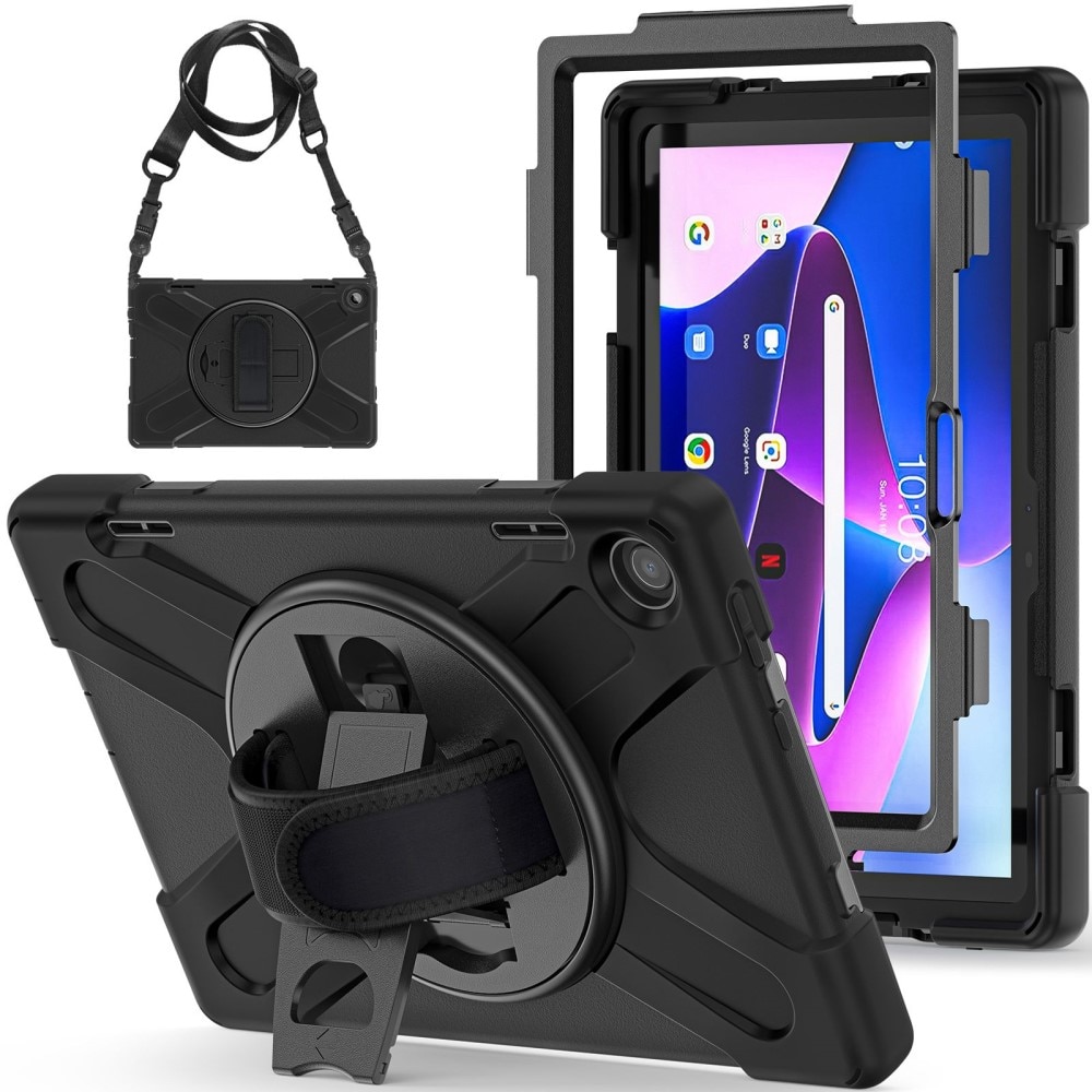 Funda híbrida a prueba de golpes Correa el hombro Lenovo Tab M10 (3rd gen) Negro