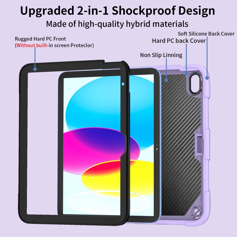 Funda híbrida con mariposas para Apple iPad 11 11th Gen (2025) con bandolera violeta
