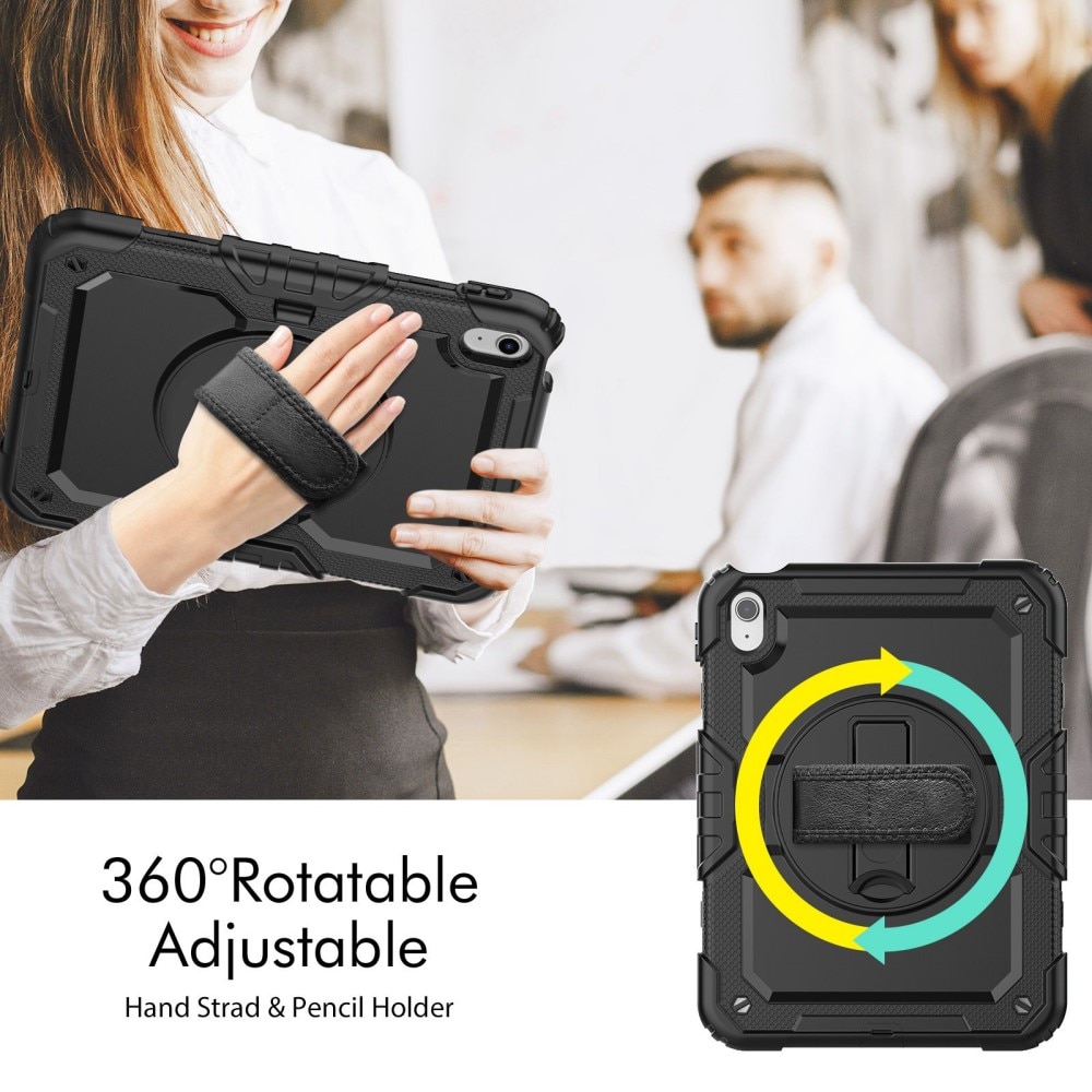 Full Protection Funda híbrida a prueba de golpes Correa el hombro Apple iPad 11 11th Gen (2025) negro