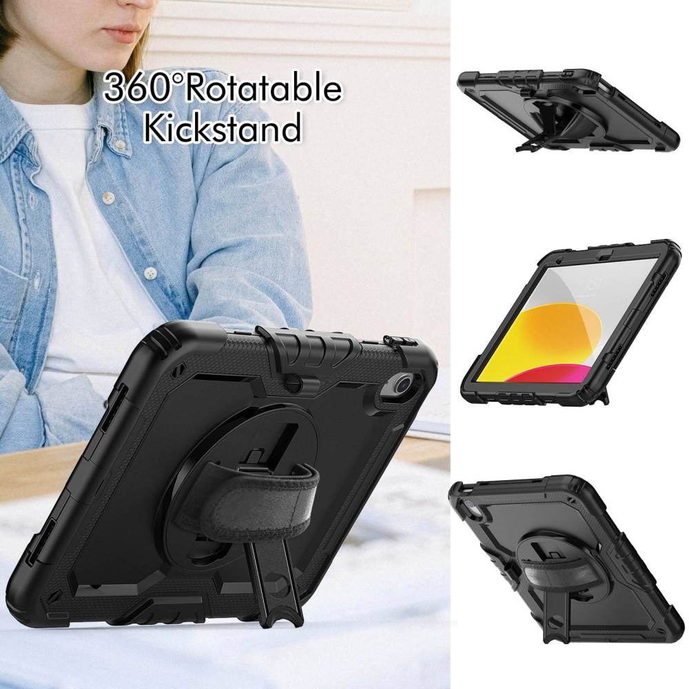 Full Protection Funda híbrida a prueba de golpes Correa el hombro Apple iPad 11 11th Gen (2025) negro