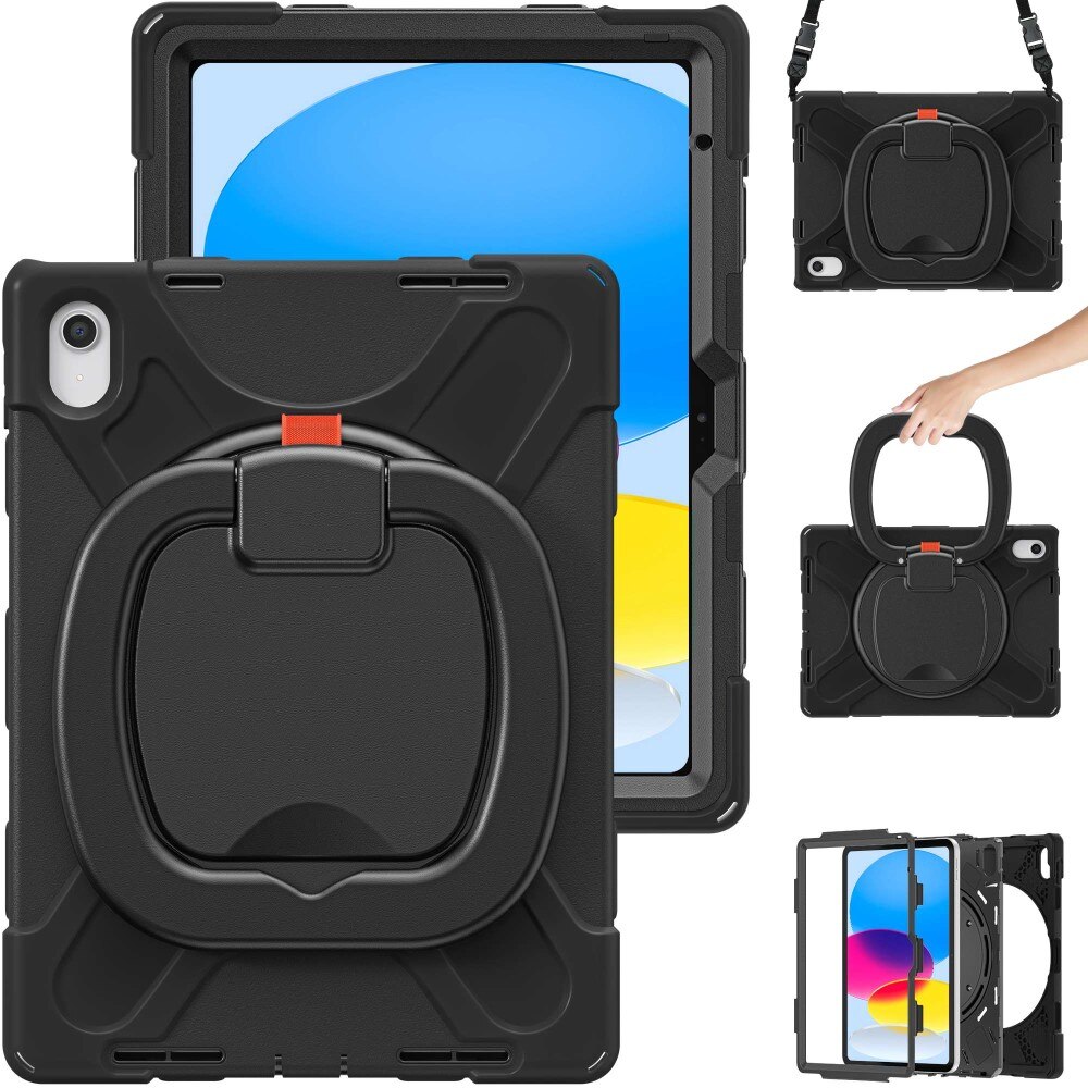 Funda híbrida con soporte y correa para el hombro iPad 10.9 10th Gen (2022) negro