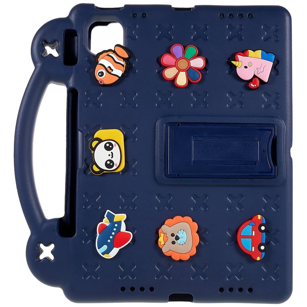 Kickstand Funda a prueba de golpes para niños Apple iPad 11 11th Gen (2025) azul oscuro