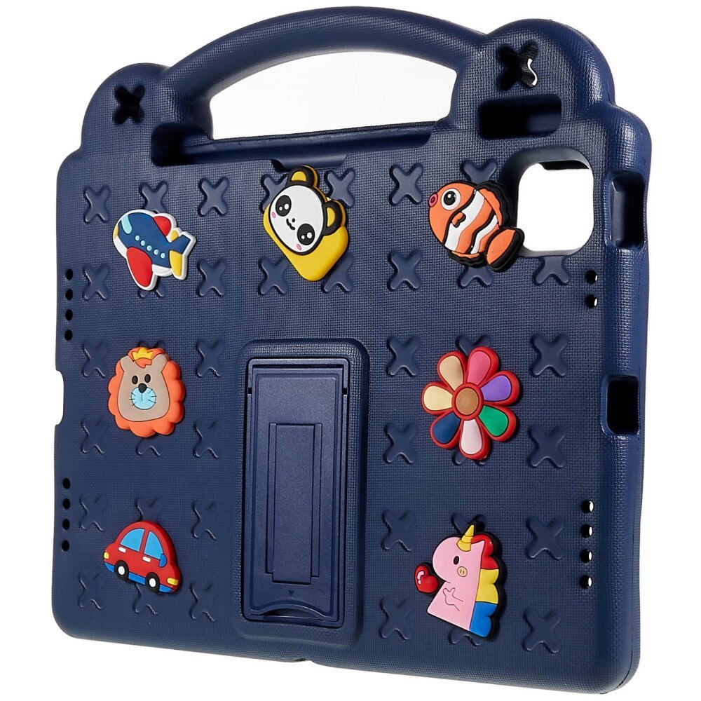 Kickstand Funda a prueba de golpes para niños Apple iPad 11 11th Gen (2025) azul oscuro