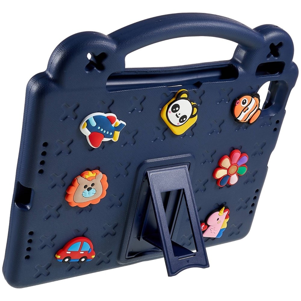 Kickstand Funda a prueba de golpes para niños Apple iPad 11 11th Gen (2025) azul oscuro