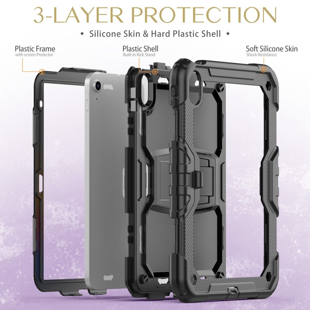 Full Cover Rugged Kickstand Case Apple iPad 11 11th Gen (2025) negro