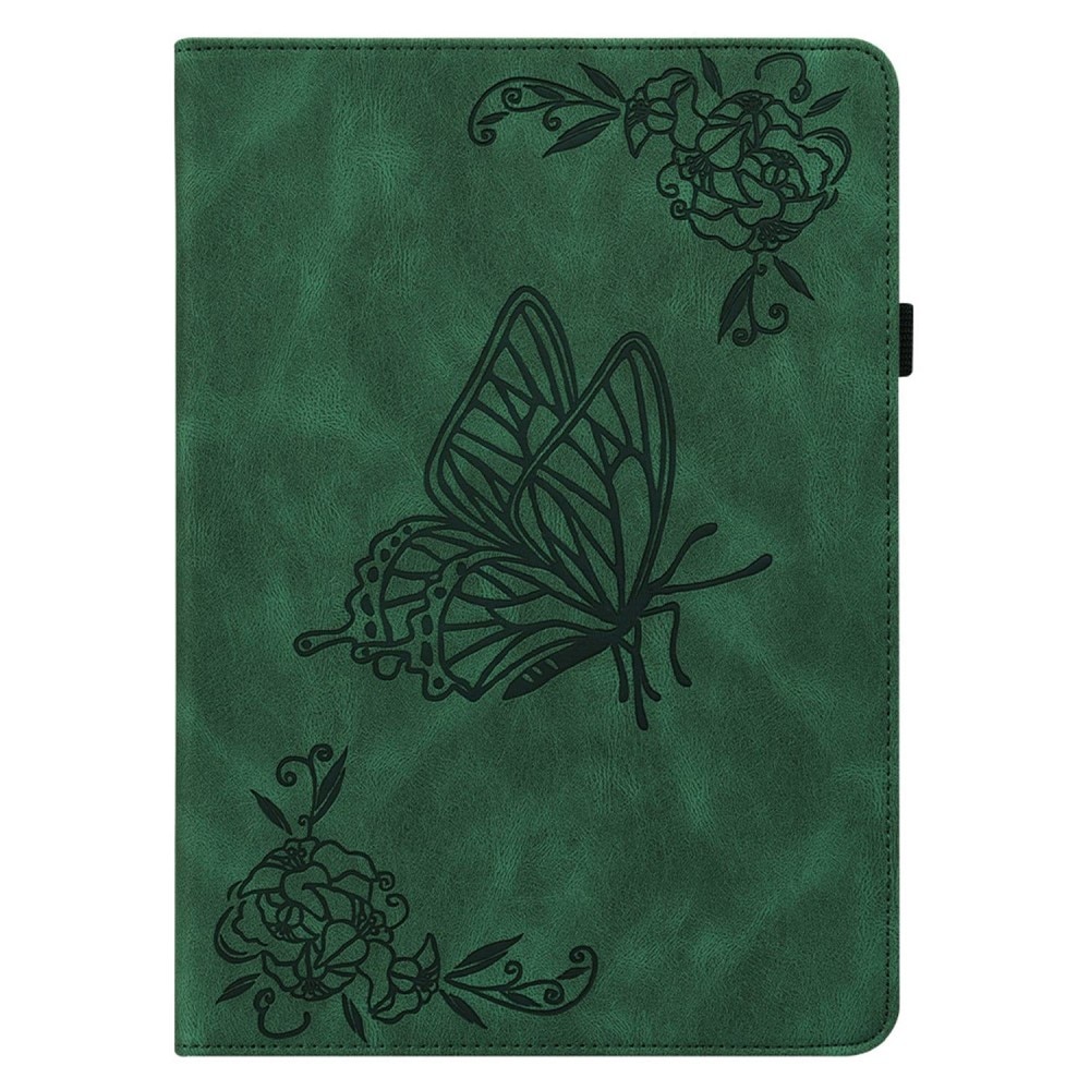 Funda de cuero con mariposas Apple iPad 11 11th Gen (2025) Verde