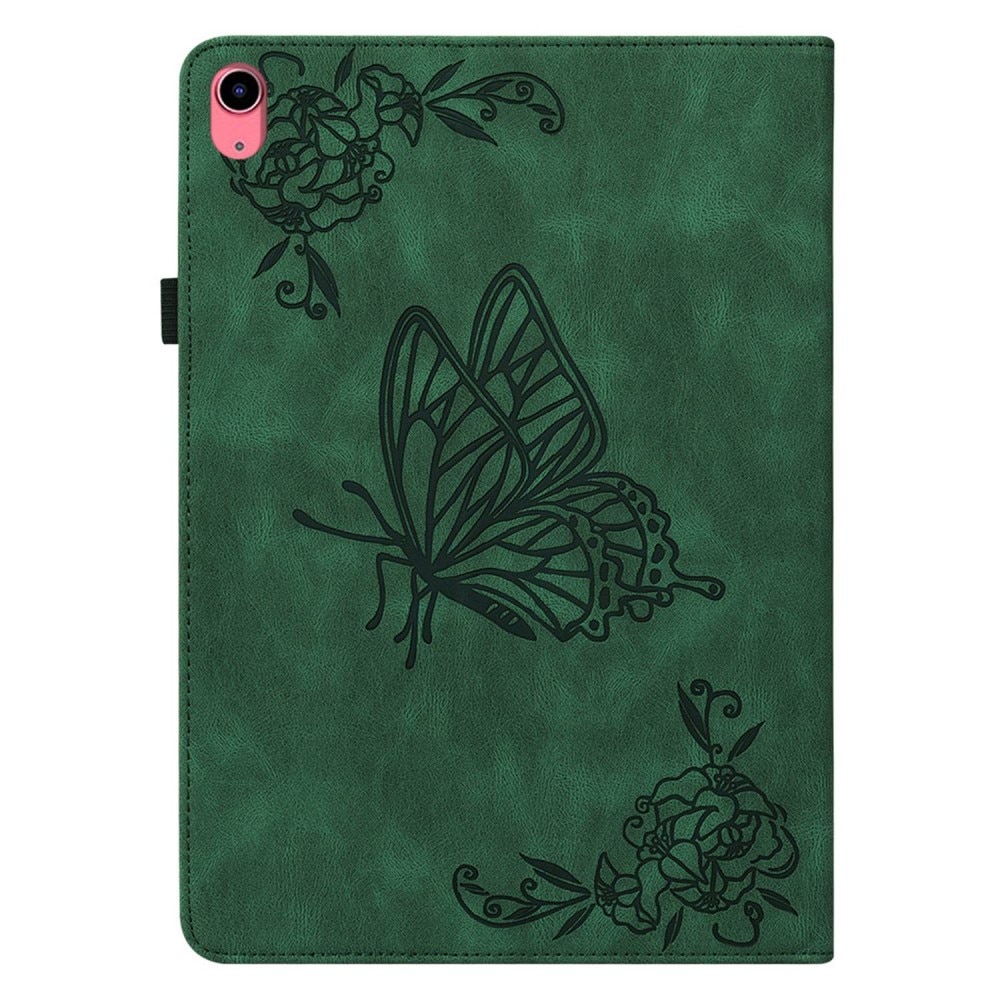Funda de cuero con mariposas Apple iPad 11 11th Gen (2025) Verde