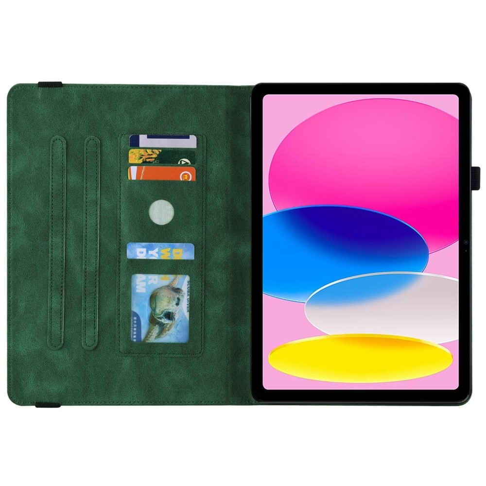 Funda de cuero con mariposas iPad 10.9 10th Gen (2022) verde