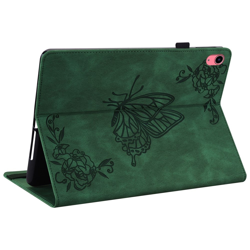 Funda de cuero con mariposas iPad 10.9 10th Gen (2022) verde