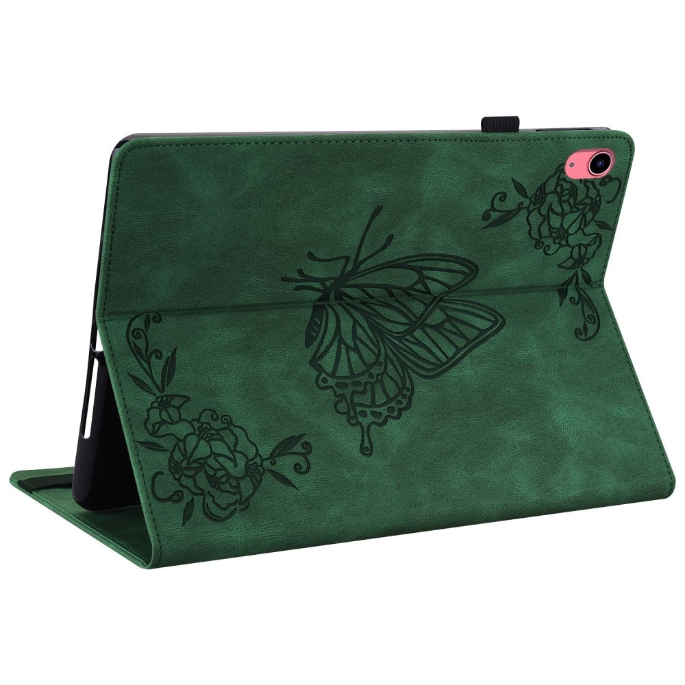 Funda de cuero con mariposas Apple iPad 11 11th Gen (2025) Verde