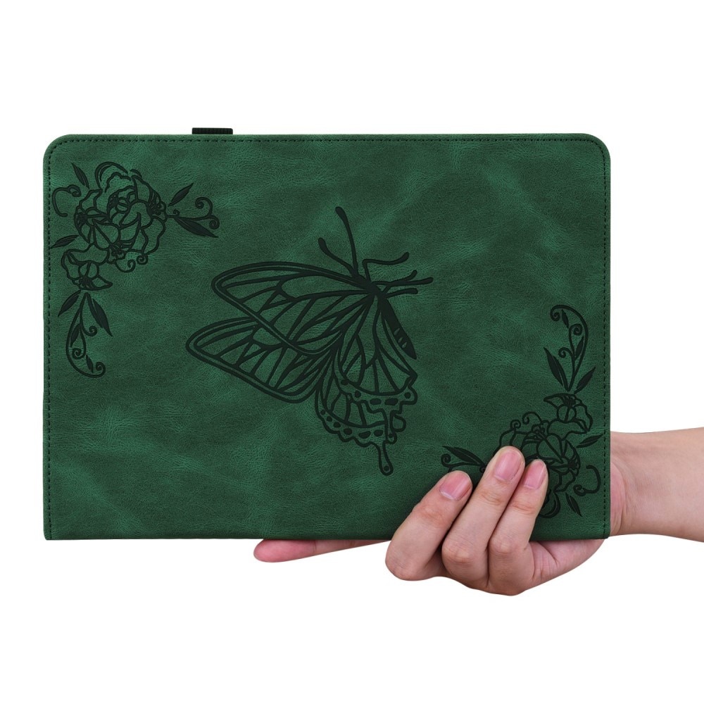 Funda de cuero con mariposas Apple iPad 11 11th Gen (2025) Verde