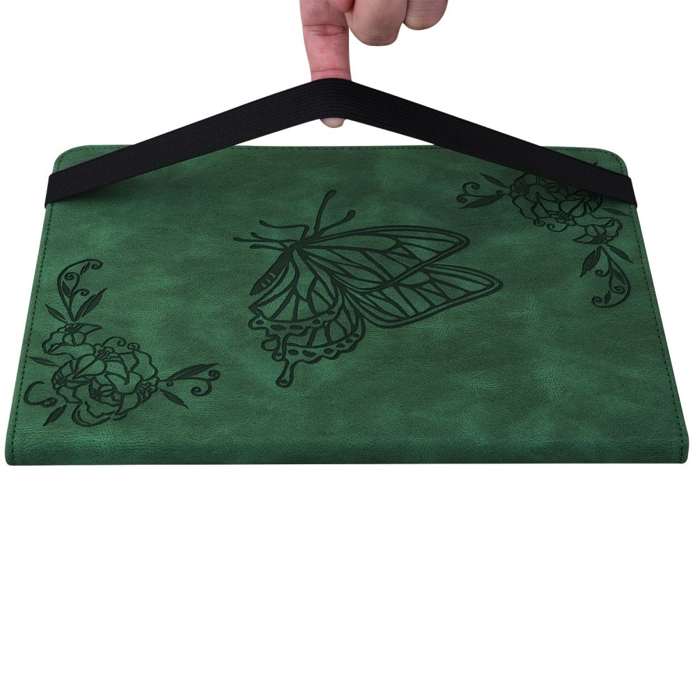 Funda de cuero con mariposas Apple iPad 11 11th Gen (2025) Verde
